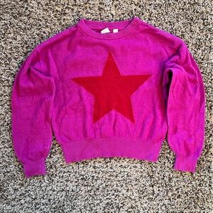 GAP Kids Fuchsia‎ Sweater with Bold Red Star – Size Medium